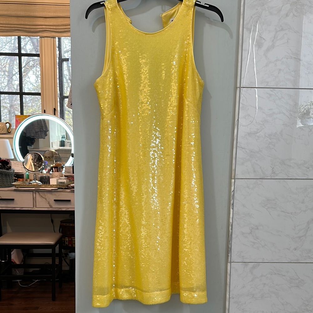 Anne Klein Yellow Sequin Sleeveless Dress sz 6 NWT